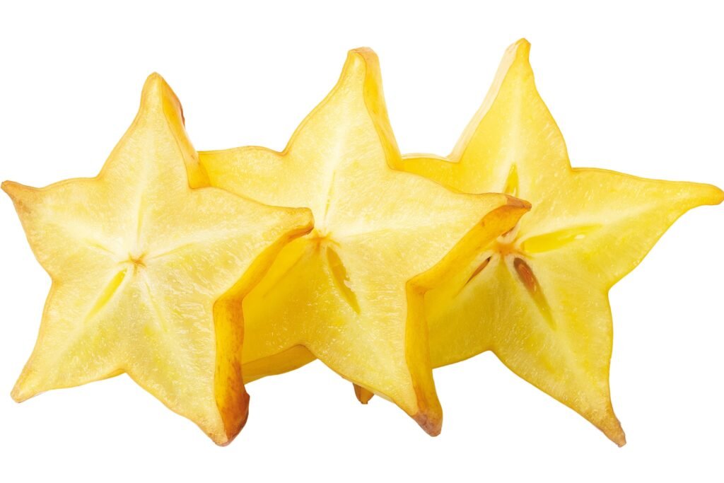 Três fatias de carambola.