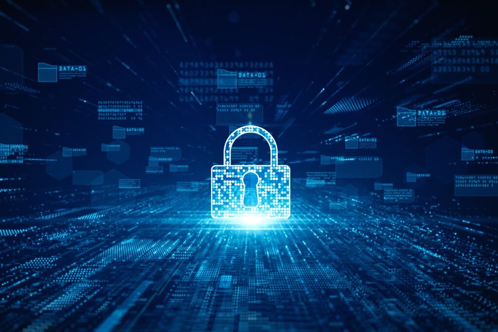 Ilustração de um cadeado virtual.