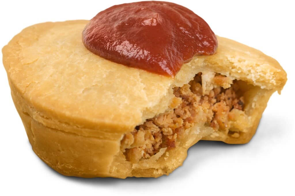 Torta de carne mordida.