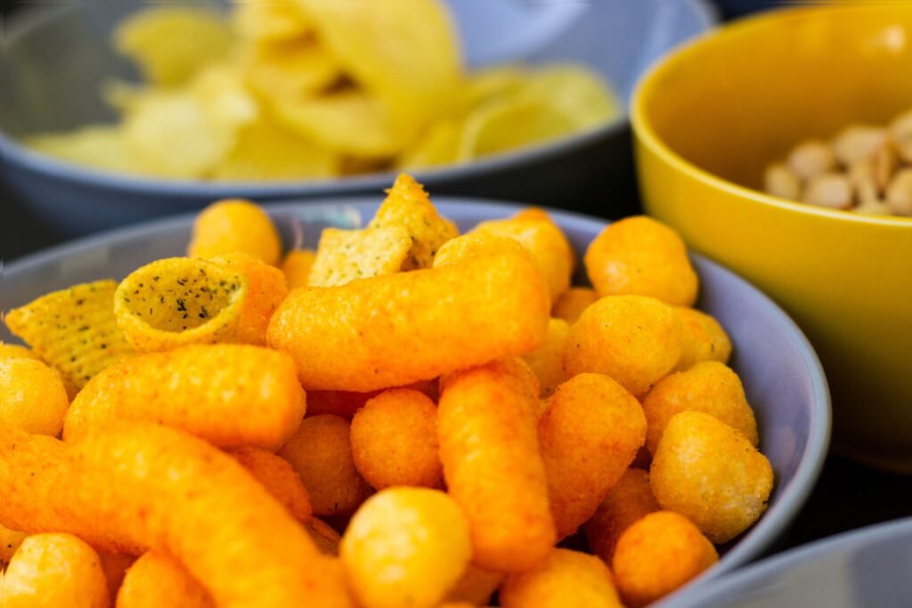 Salgadinhos em um bowl.