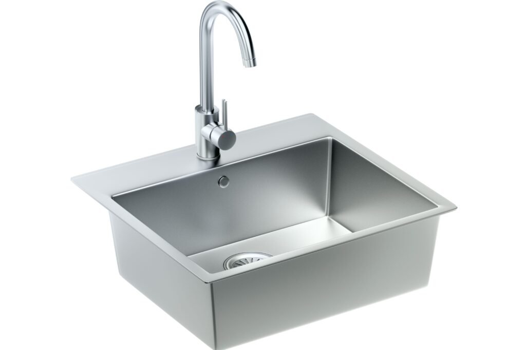 Pia de cozinha em um fundo branco.