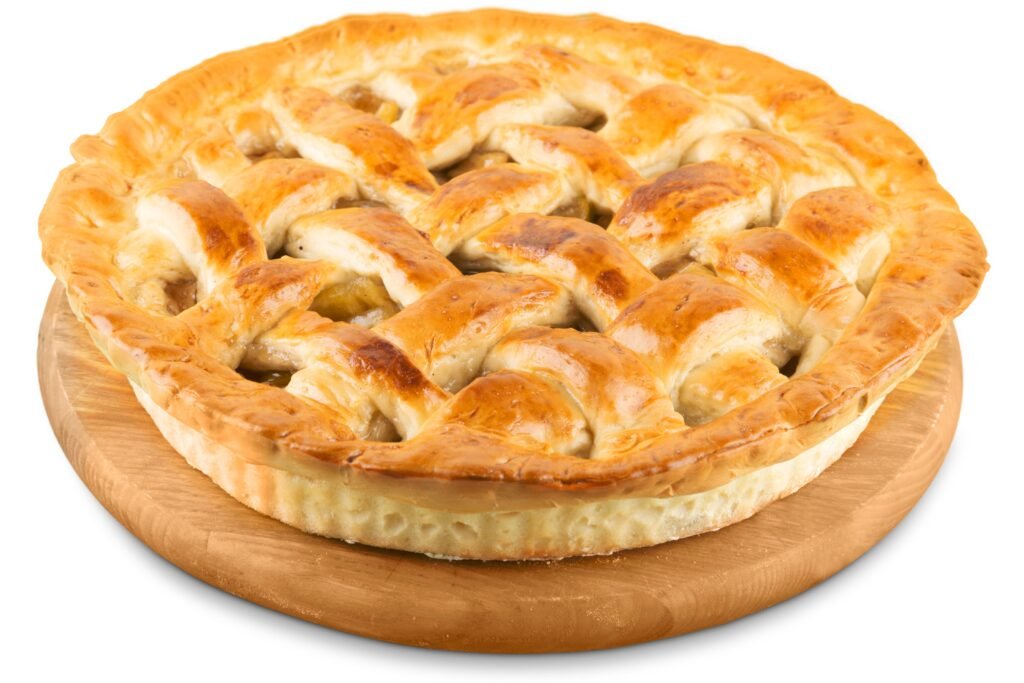 Torta em um fundo branco.