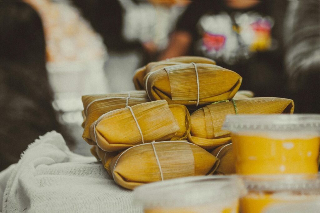 Pamonhas empilhadas.